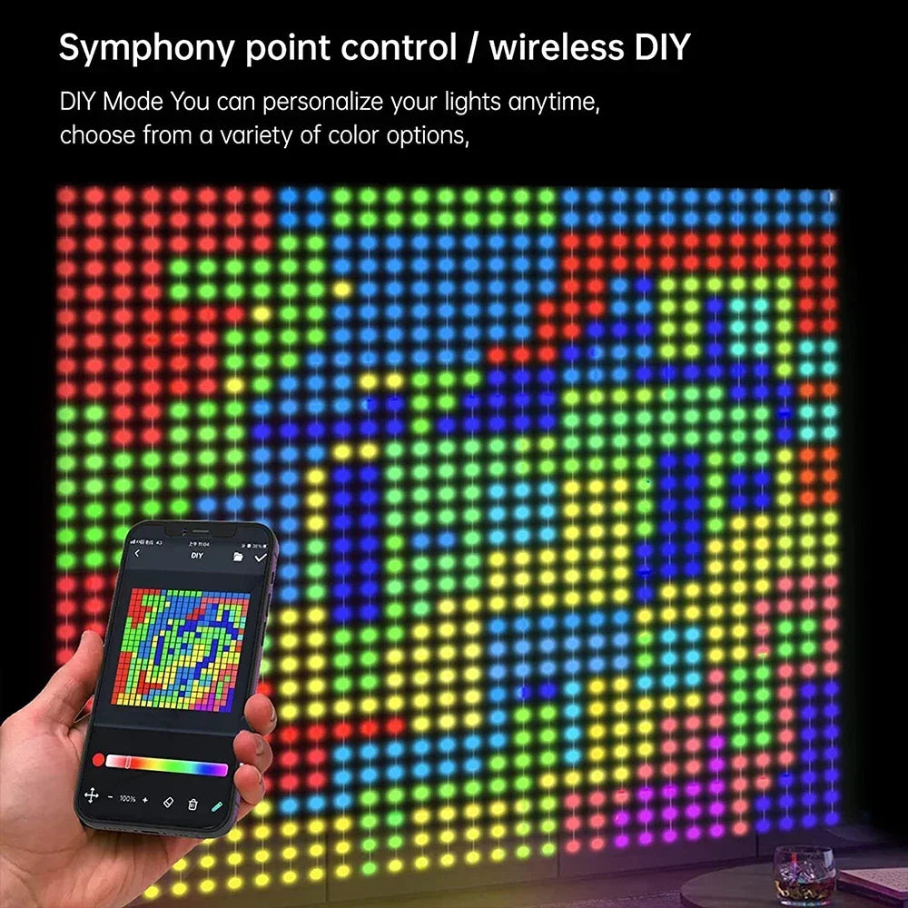 Smart LED Curtain Light APP Control RGB Dimmable DIY Pattern Music
