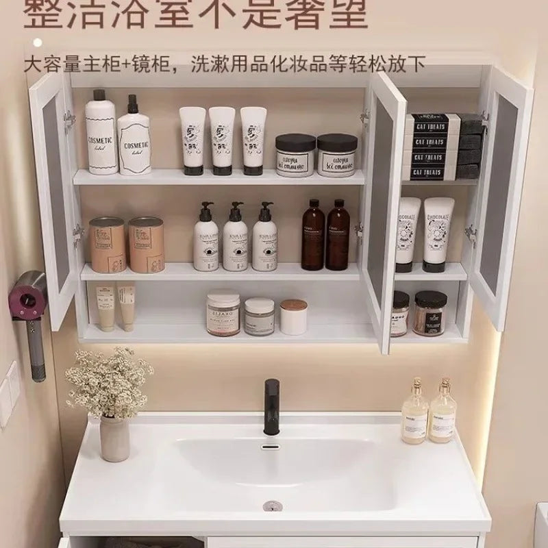 French Bathroom Cabinet With Ceramic Sink Combination Integrated Washbasin