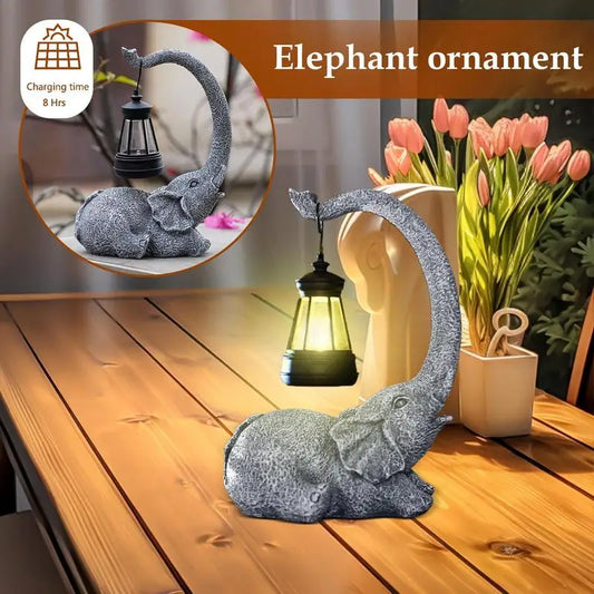 Elephant Solar Light Sculpture for Garden/Yard Decoration
