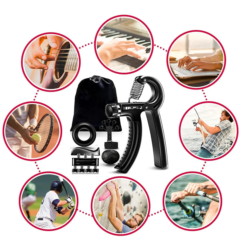 Adjustable Hand Gripper Kit (5-in-1) - Forearm & Finger Exercise,