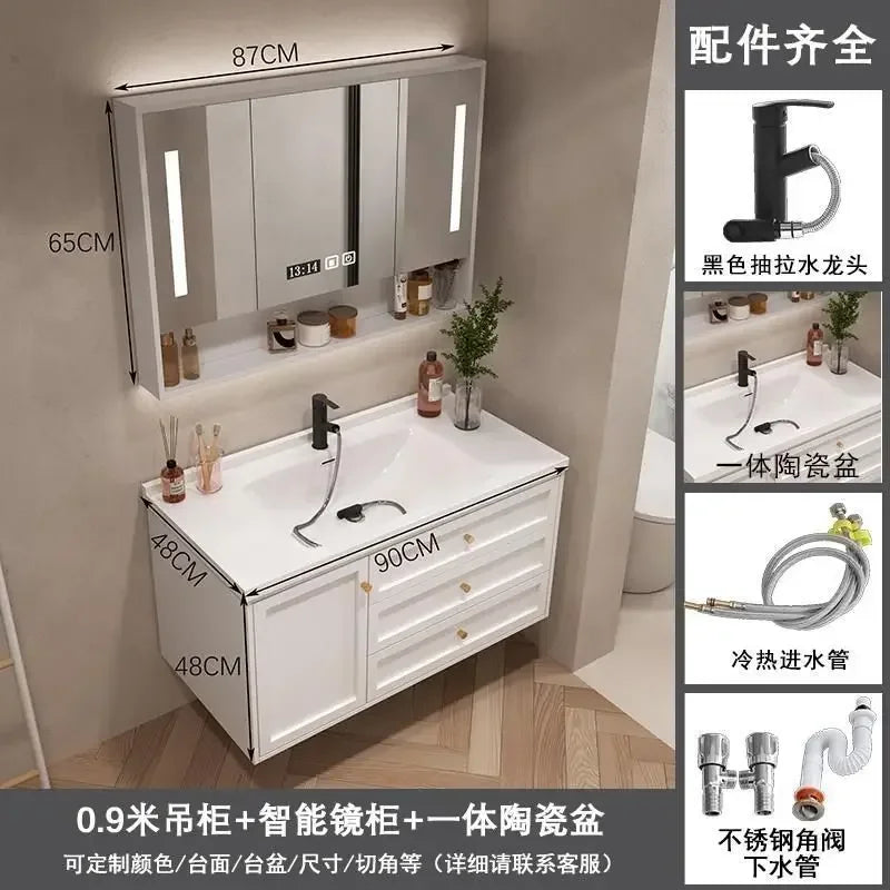 French Bathroom Cabinet With Ceramic Sink Combination Integrated Washbasin
