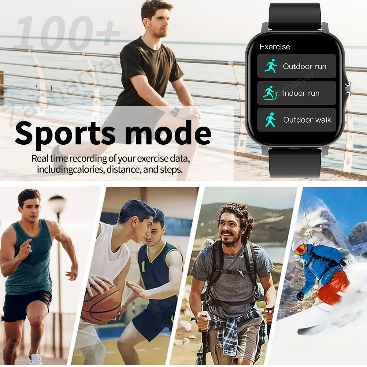 Men's wireless calling watch, sports and fitness
