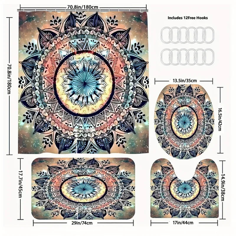 4pcs Starry Sky Mandala Printed Shower