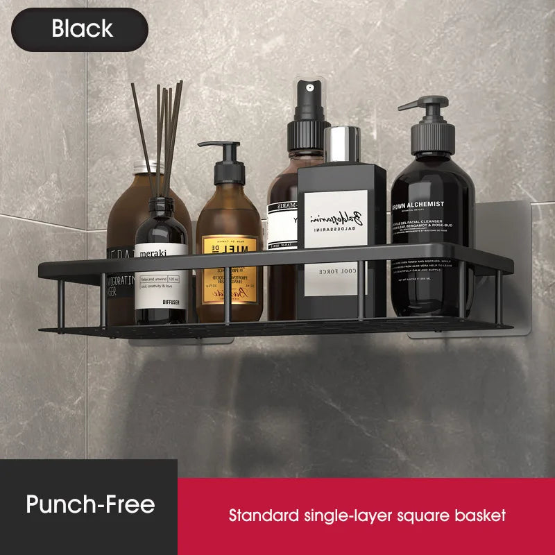 Bathroom Shelf No-drill Wall Mounted Shelves Shampoo Storage Rack Holder