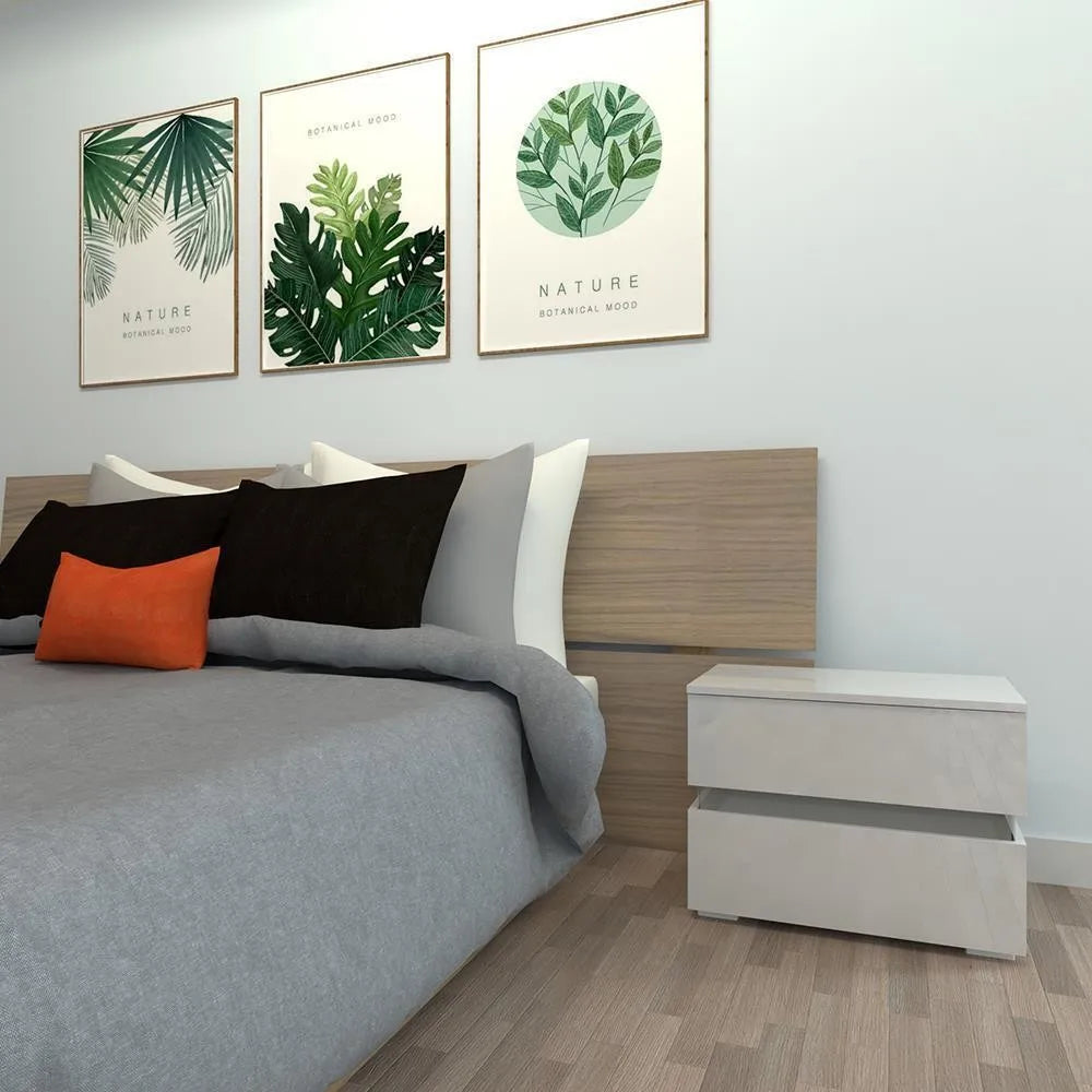 High Gloss Nightstand W/ LED Light Bedside End Table Bedroom Furniture White New