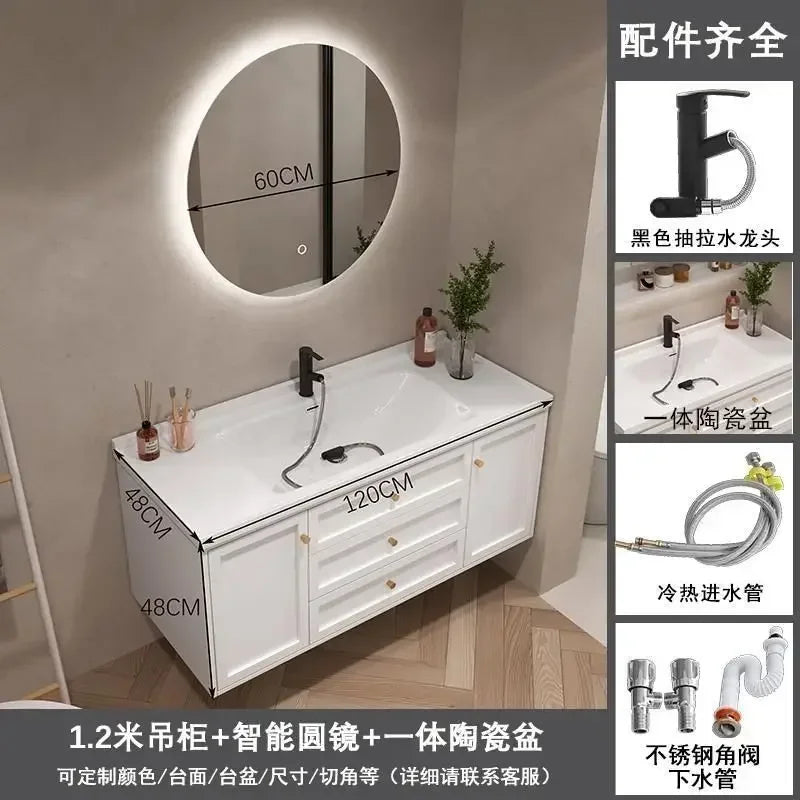 French Bathroom Cabinet With Ceramic Sink Combination Integrated Washbasin