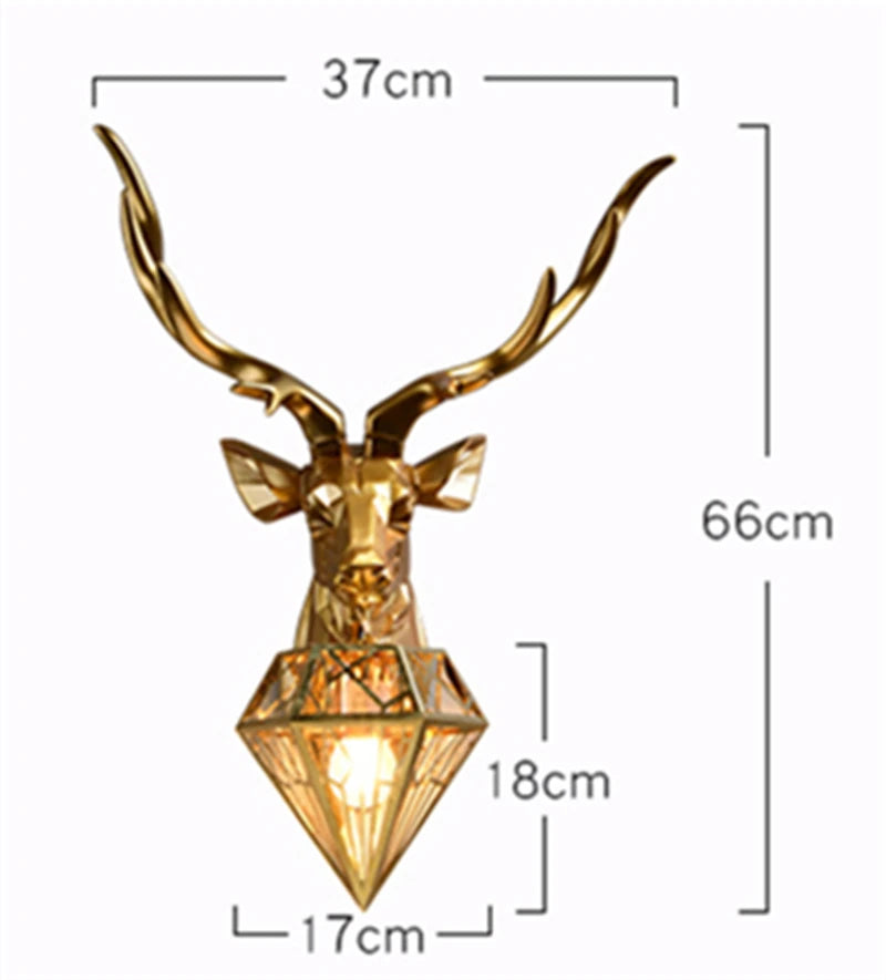Dropshipping Retro Antler Wall Lamp Nordic Deer Head Resin Wall Lamp