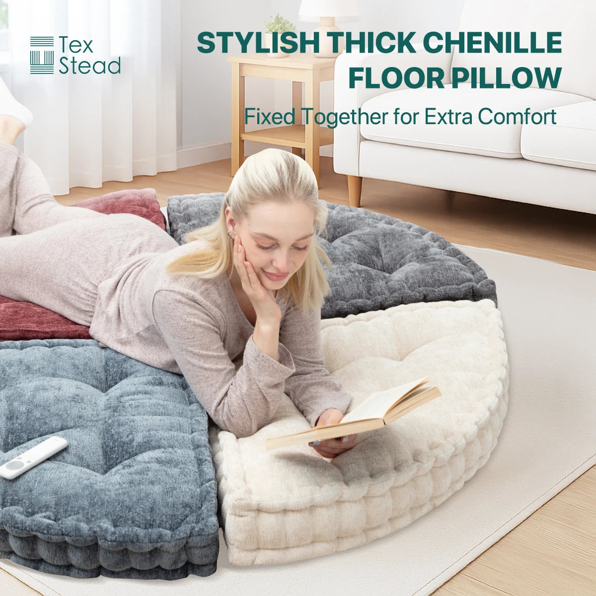 triangular reading cushion，removable insert pillow, adjustable floor pillow,