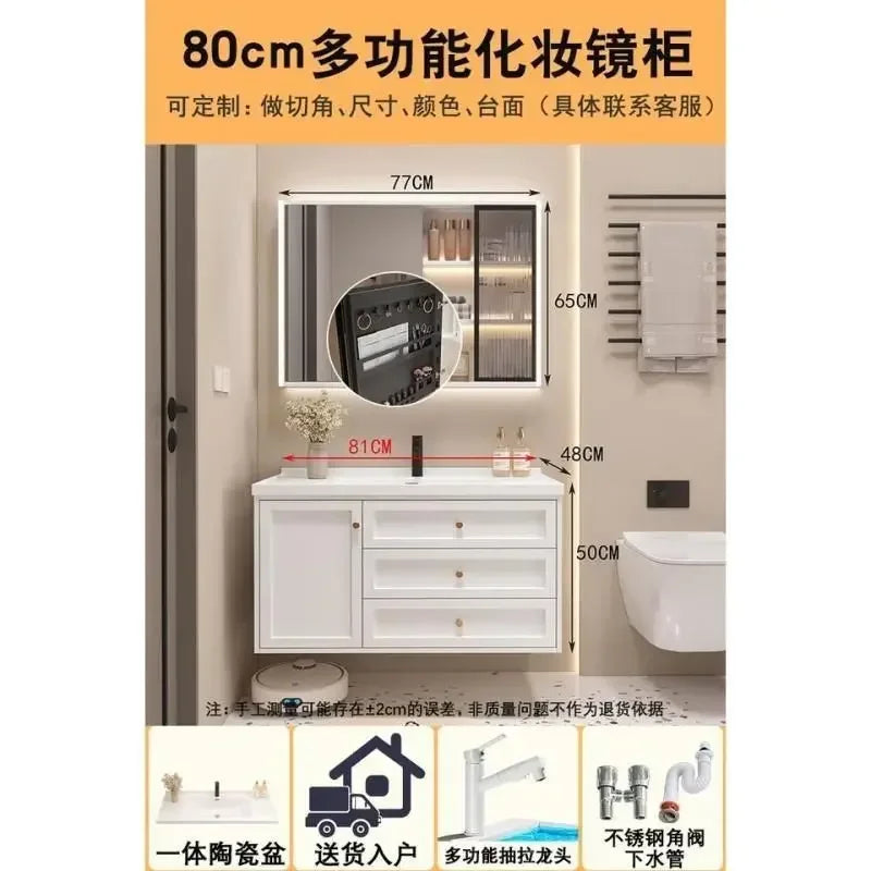French Bathroom Cabinet With Ceramic Sink Combination Integrated Washbasin