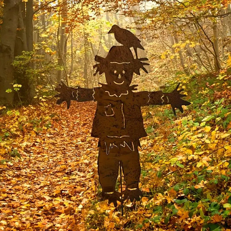 Scarecrow Rusty Garden Stake Retro Patio Lawn Scarecrow Sign