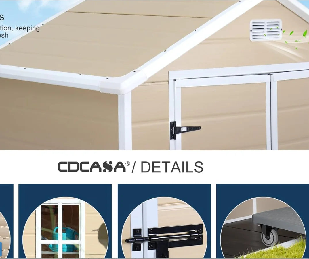 6x3 FT Storage Shed, Waterproof Resin Outdoor