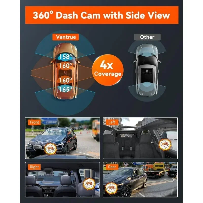 N5 4 Channel WiFi 360° All Sides Dash Cam,