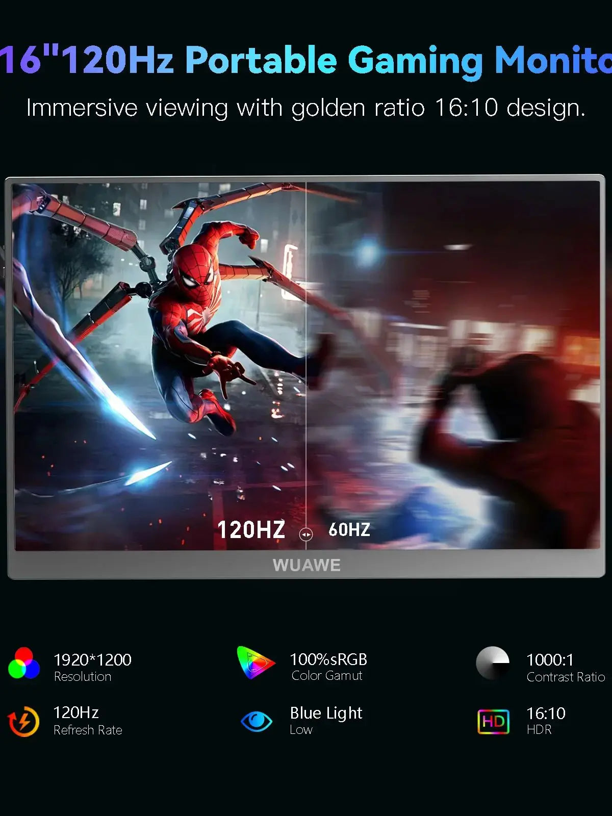 Christmas Gifts 16" 1200P 120Hz Portable Monitor, 1