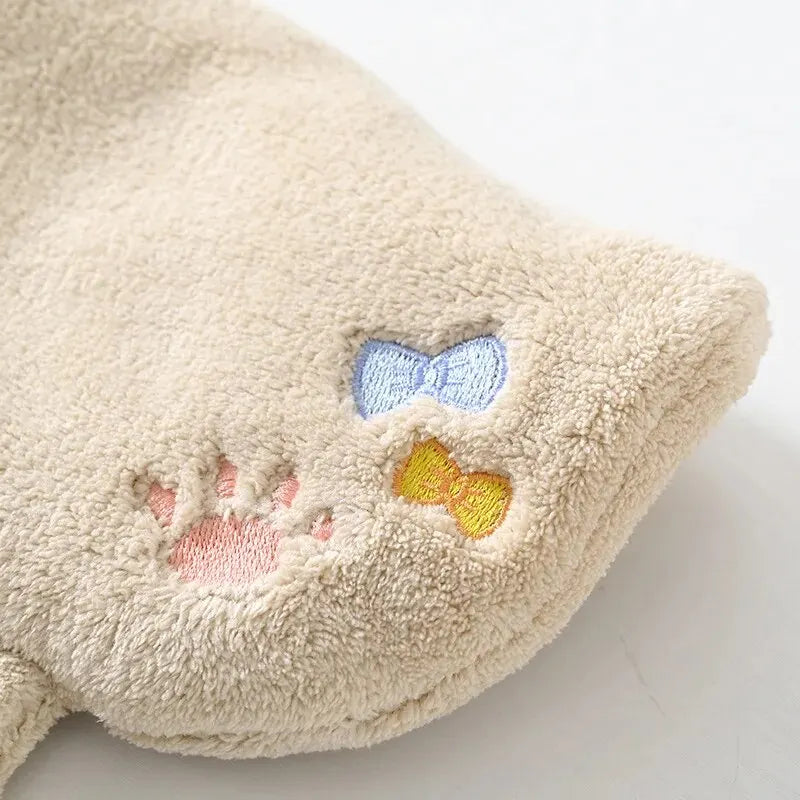 Cute Cartoon Tanuki Hanging Towel Coral Velvet Hair