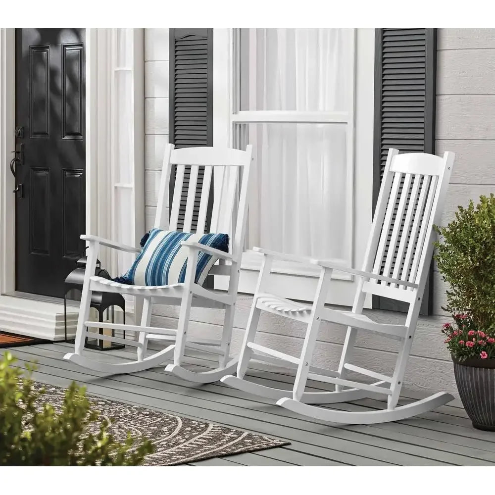 Outdoor White Wood Porch Rocking Chair