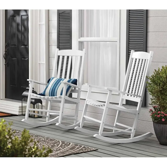Outdoor White Wood Porch Rocking Chair