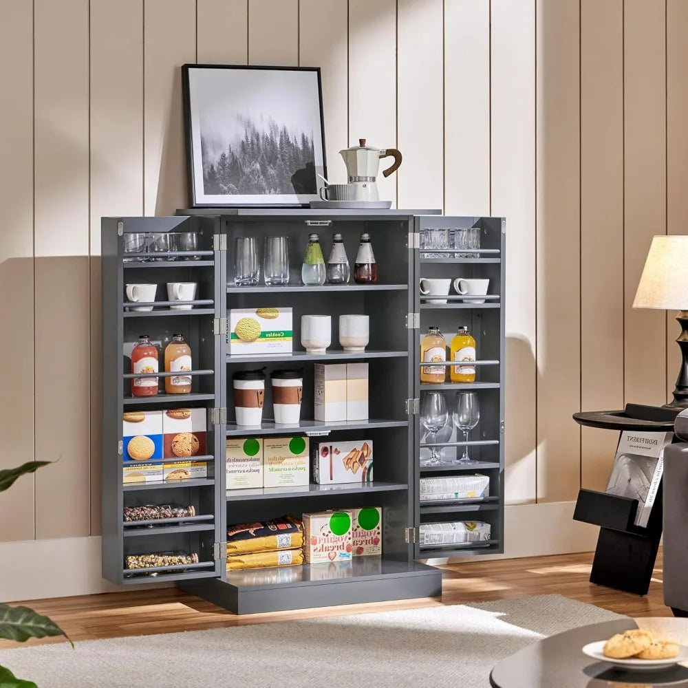 Kitchen Pantry Cabinet with Door and Adjustable Shelves,
