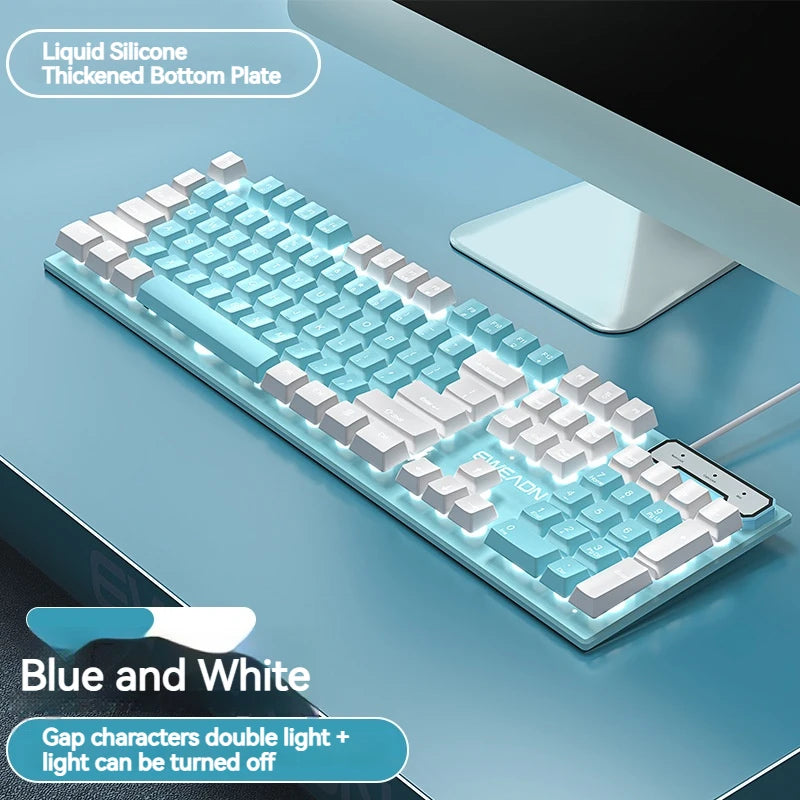 EWEADN GX320Z Pink Wired Office Keyboard -Silent, Ergonomic,LED Backlighting, High-Precision for Gaming, Office, Laptop/PC