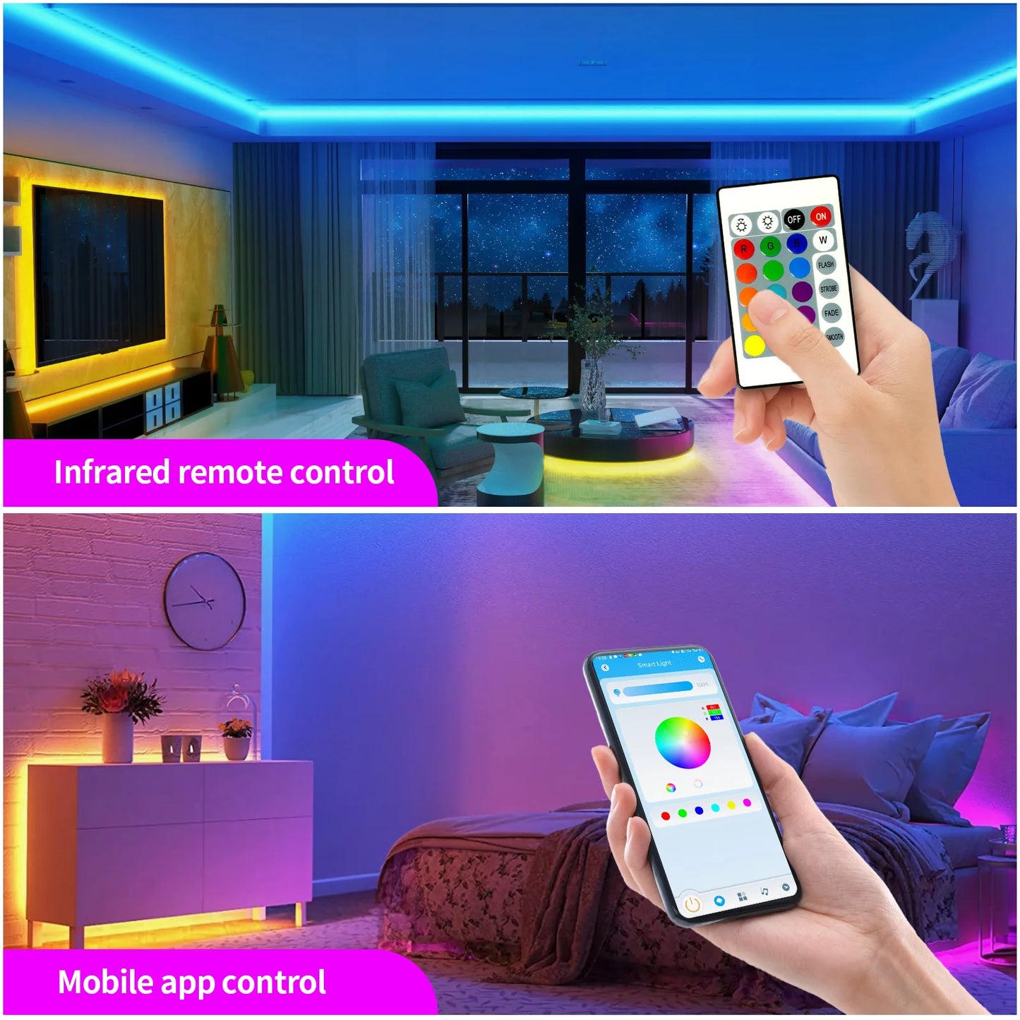 100FT WIFI outdoor LED light, with remote control and application.