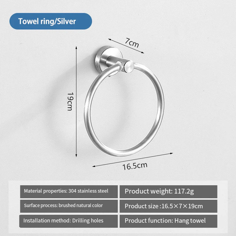 304 Stainless Steel Heavy Duty Towel Rack,Bath Towel Rod,Towel Ring,