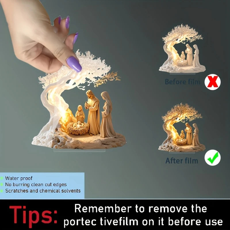 1Pc Easter 2D Nativity Scene Figurine Tabletop Decor Nativity Figurines Set