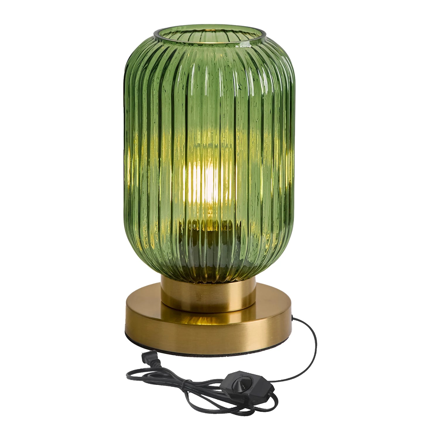 Modern Ribbed Glass Table Lamps Mid Century Bedside Light Small Nightstand Lamp