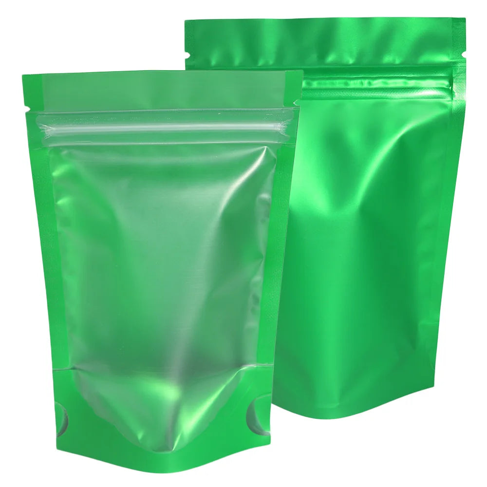 100pcs Metallic Stand Up Doypack,  Clear Window Reusable