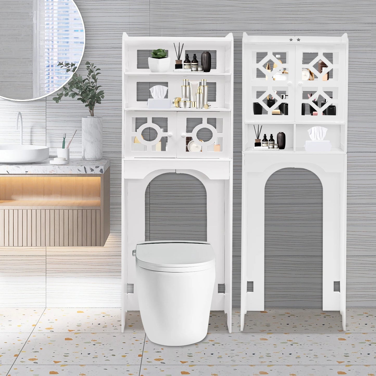 4 Tier Bathroom Organizer Waterproof Over The Toilet Storage Cabinet