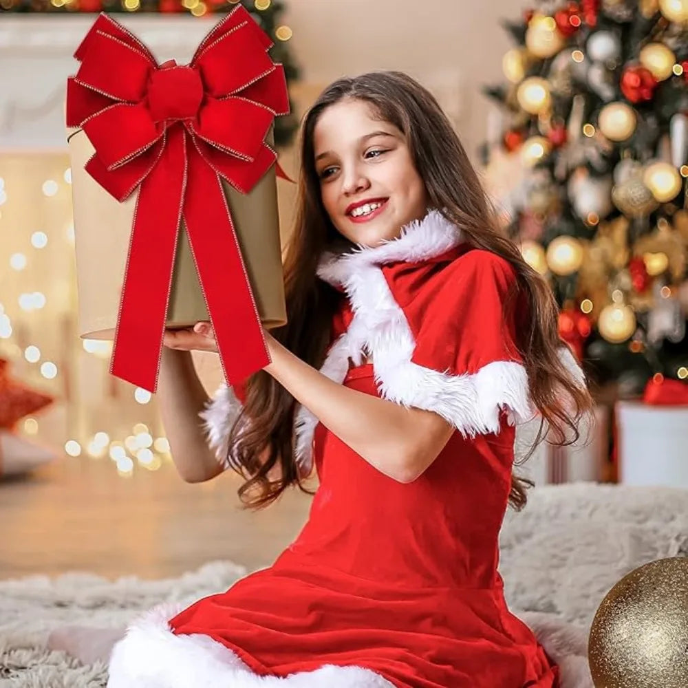 Red Christmas Bows Outdoor Decorations Large Christmas Tree Top Bow