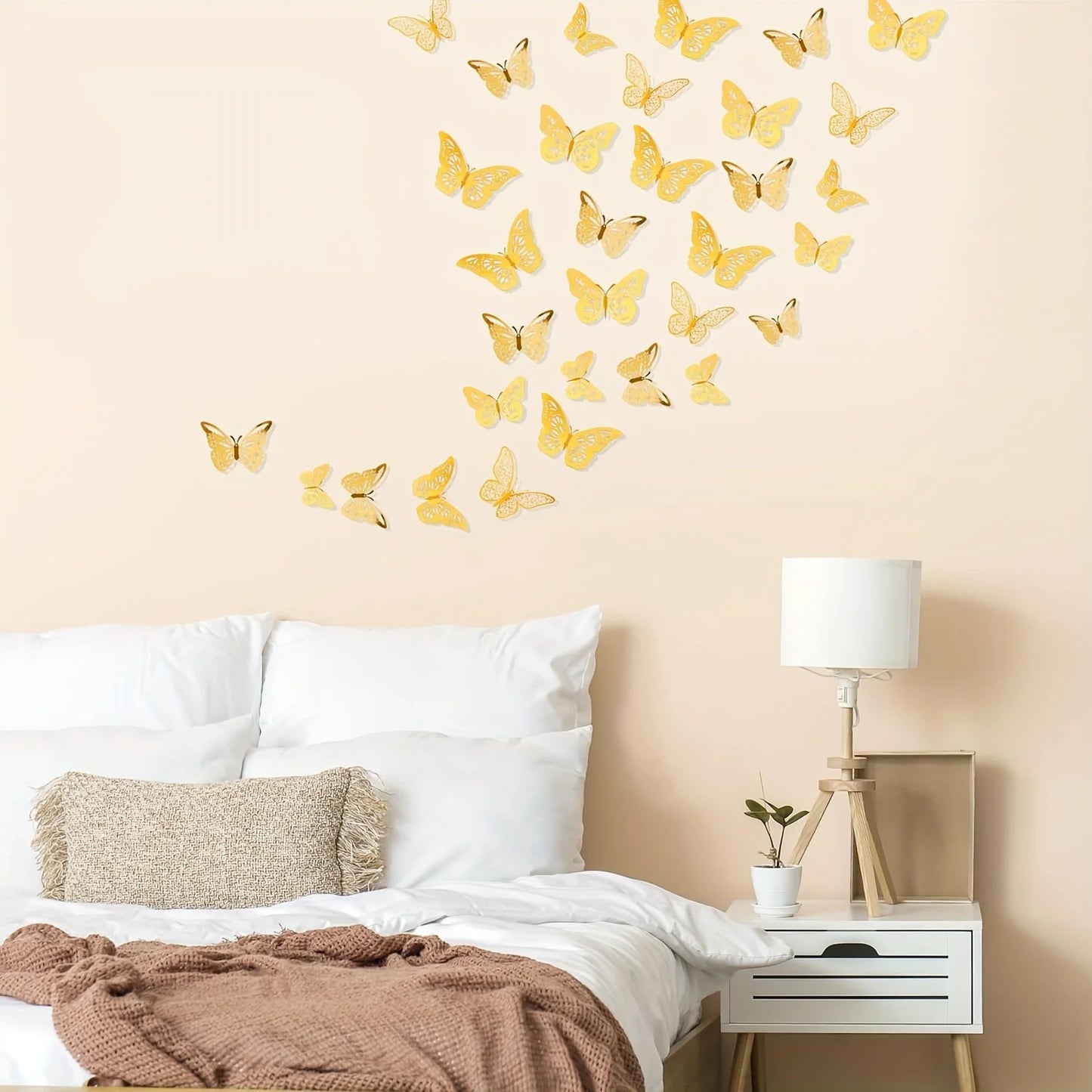 60pcs Golden 3D Butterfly Decoration Set 3 Sizes Butterfly Wall Decoration