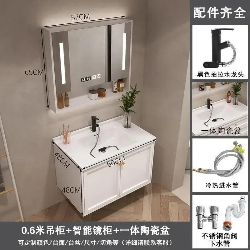 French Bathroom Cabinet With Ceramic Sink Combination Integrated Washbasin