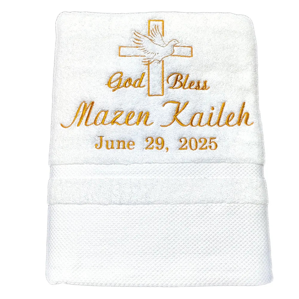 Customized Baptism Towel 70x140cm Bath Towels for Baby