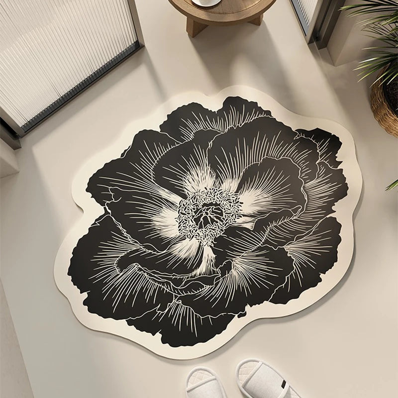 Bathroom Floor Mat Water-absorbing Non-slip Dirt-resistant Carpet Flower
