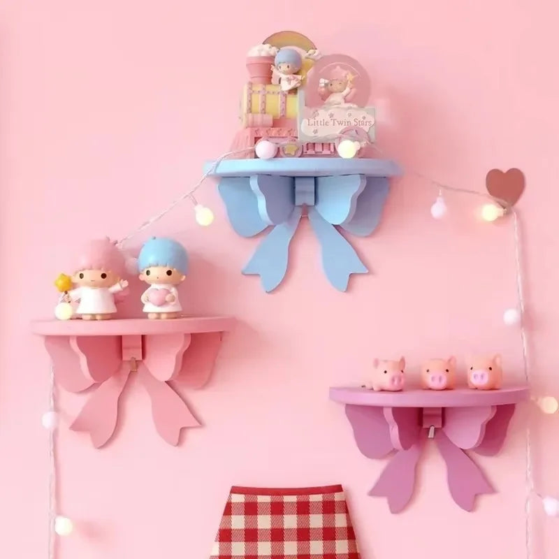Wooden Decorative Shelves Girls' Room Organizer Holder Pink Wall Shelf