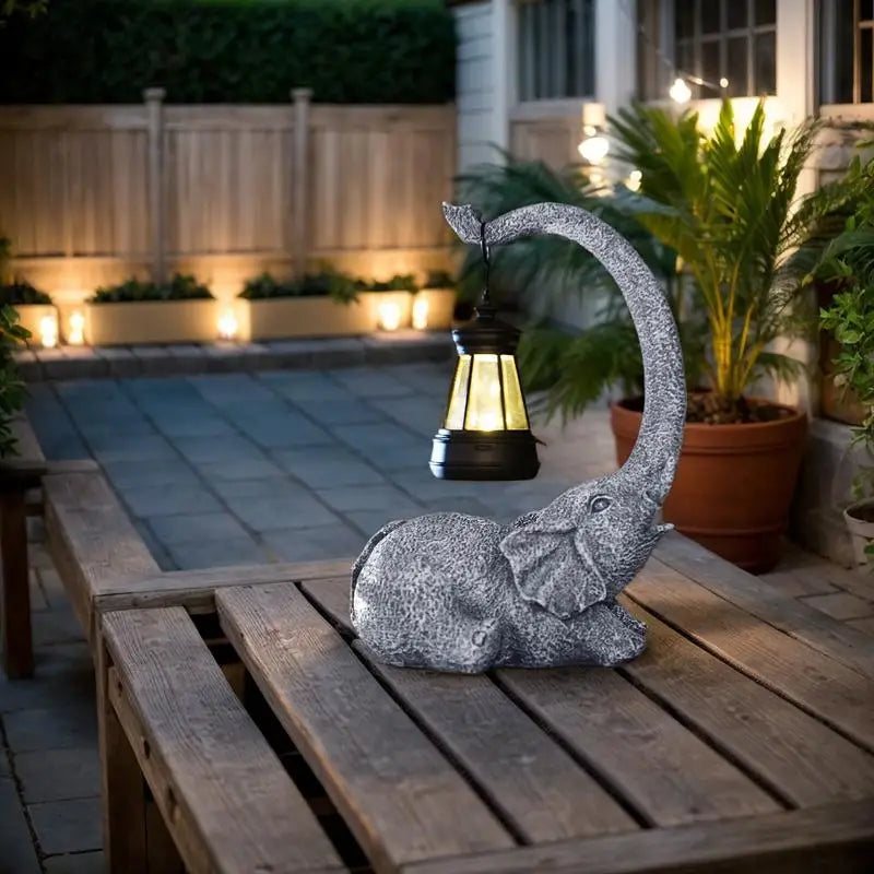 Elephant Solar Light Sculpture for Garden/Yard Decoration