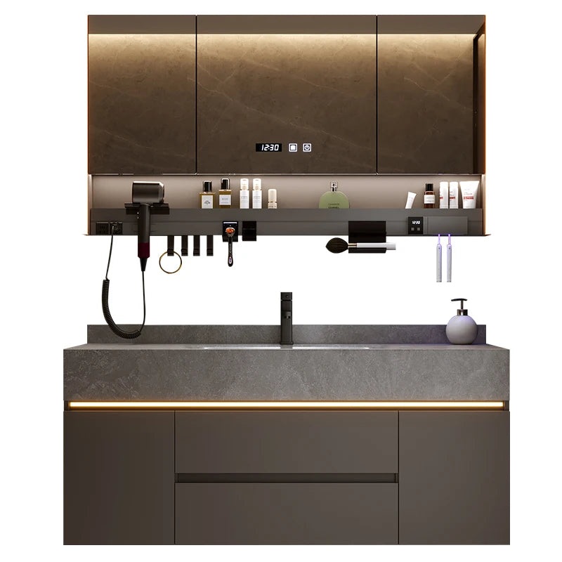 Bathroom Cabinet with Rock Plate Integrated Basin Bathroom Vanity