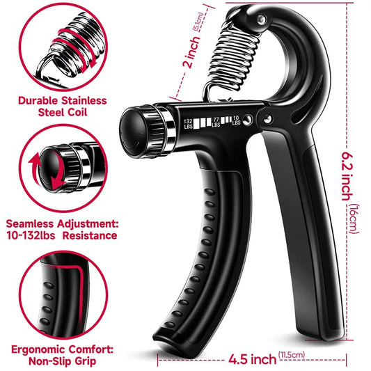 Adjustable Hand Gripper Kit (5-in-1) - Forearm & Finger Exercise,
