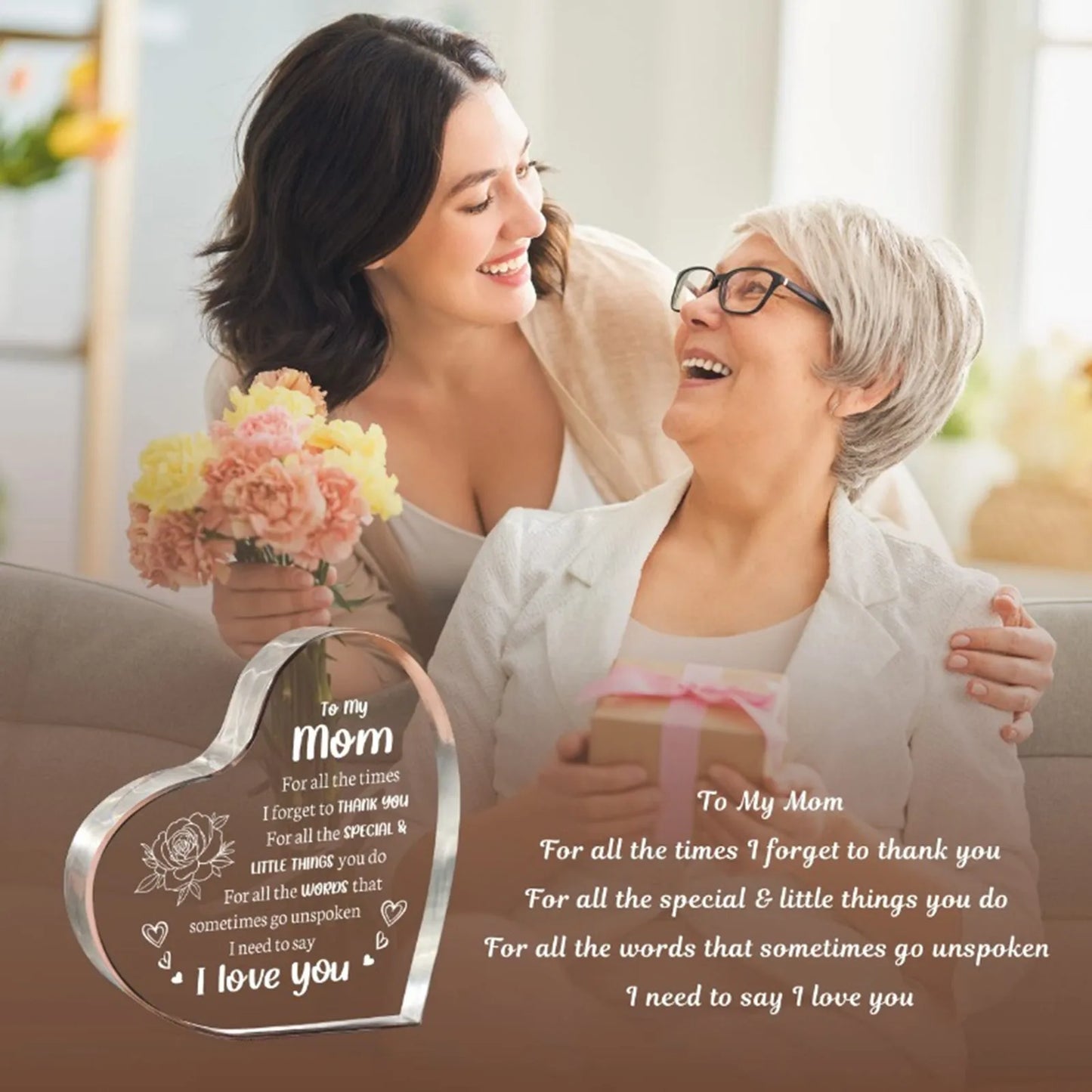 1PCS Mother's Day Gift Sign Heart Shaped Plaque Personalized Gift