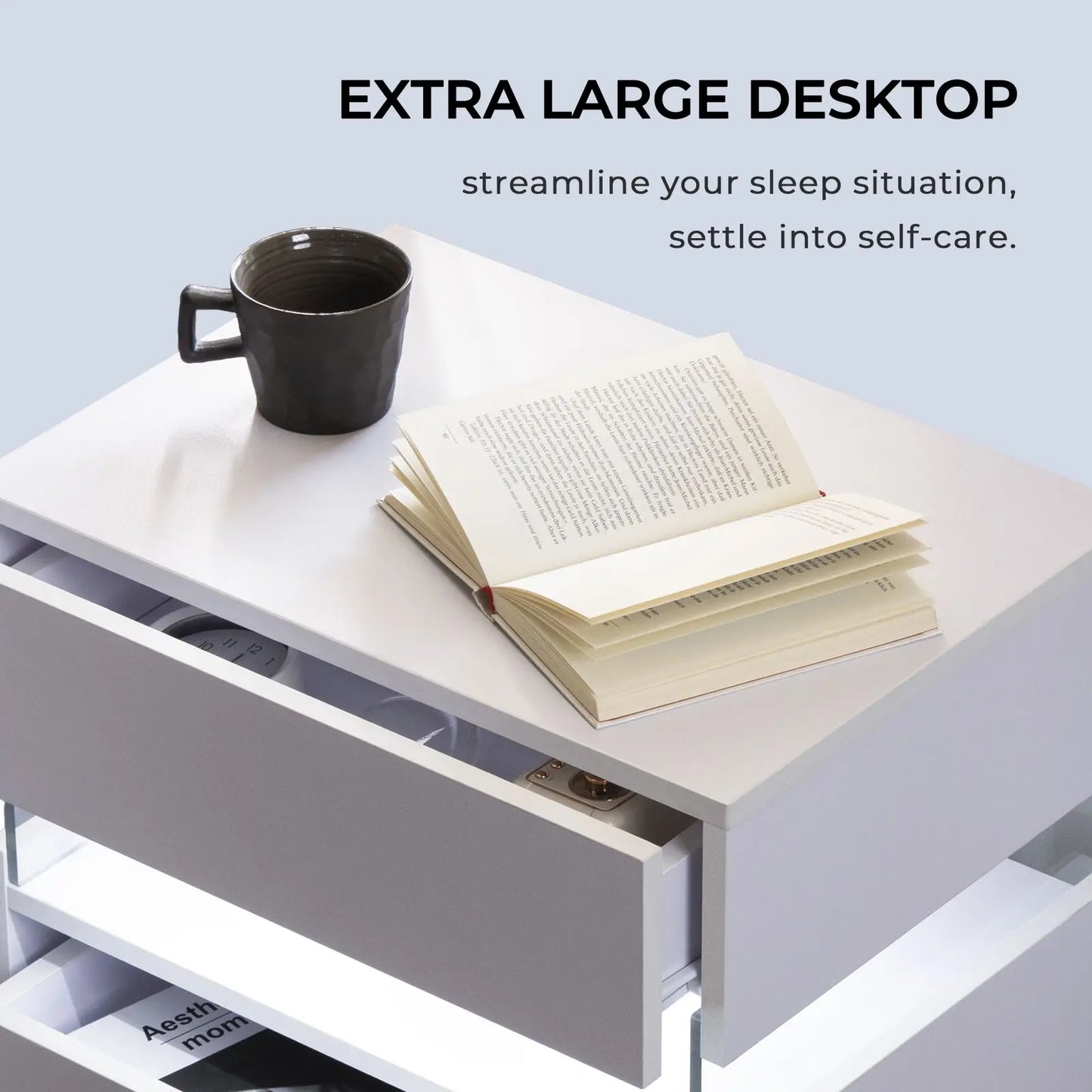 LED Nightstand 3 Drawers Nightstand with LED Lights Nightstand for Bedroom