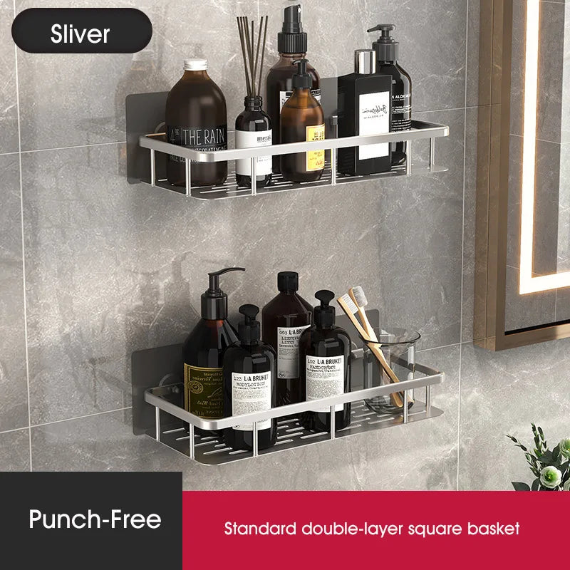 Bathroom Shelf No-drill Wall Mounted Shelves Shampoo Storage Rack Holder