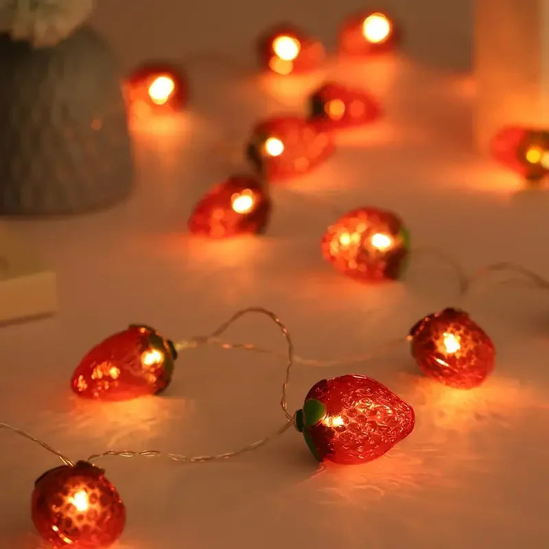 10/20/30/40 LED Strawberry Fairy Lights Battery Operated Fruit String Lights