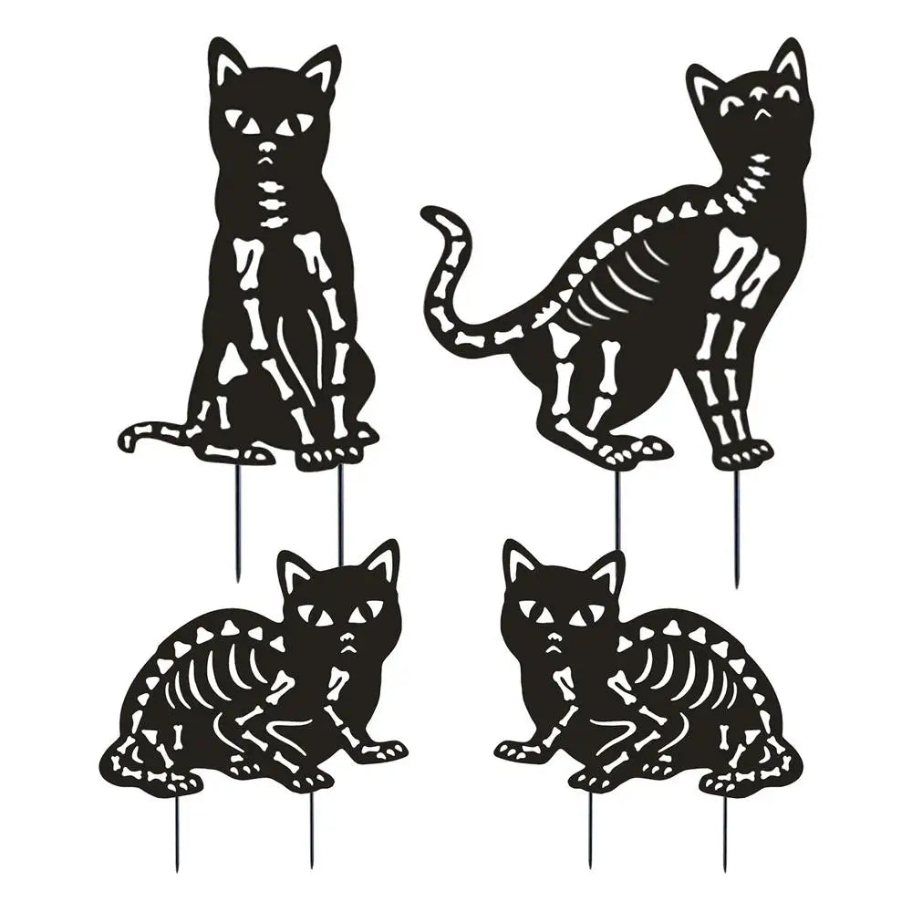 Cat Silhouette Garden Stake Set Of 4 Metal Animal Stakes