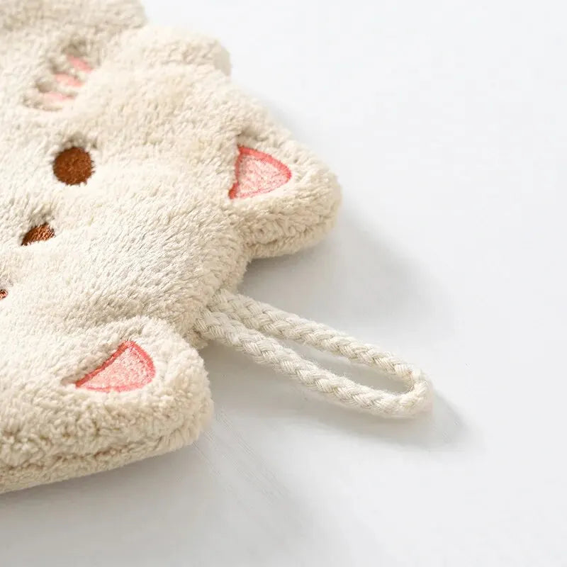 Cute Cartoon Tanuki Hanging Towel Coral Velvet Hair