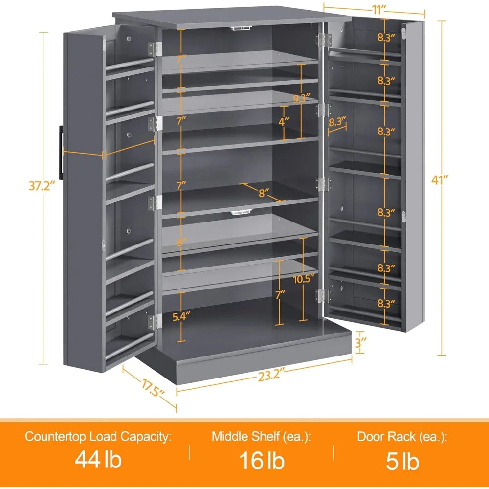 Kitchen Pantry Cabinet with Door and Adjustable Shelves,