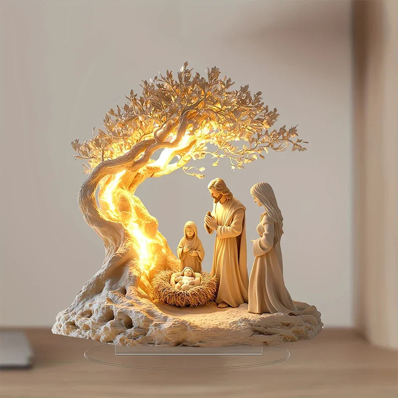 1Pc Easter 2D Nativity Scene Figurine Tabletop Decor Nativity Figurines Set