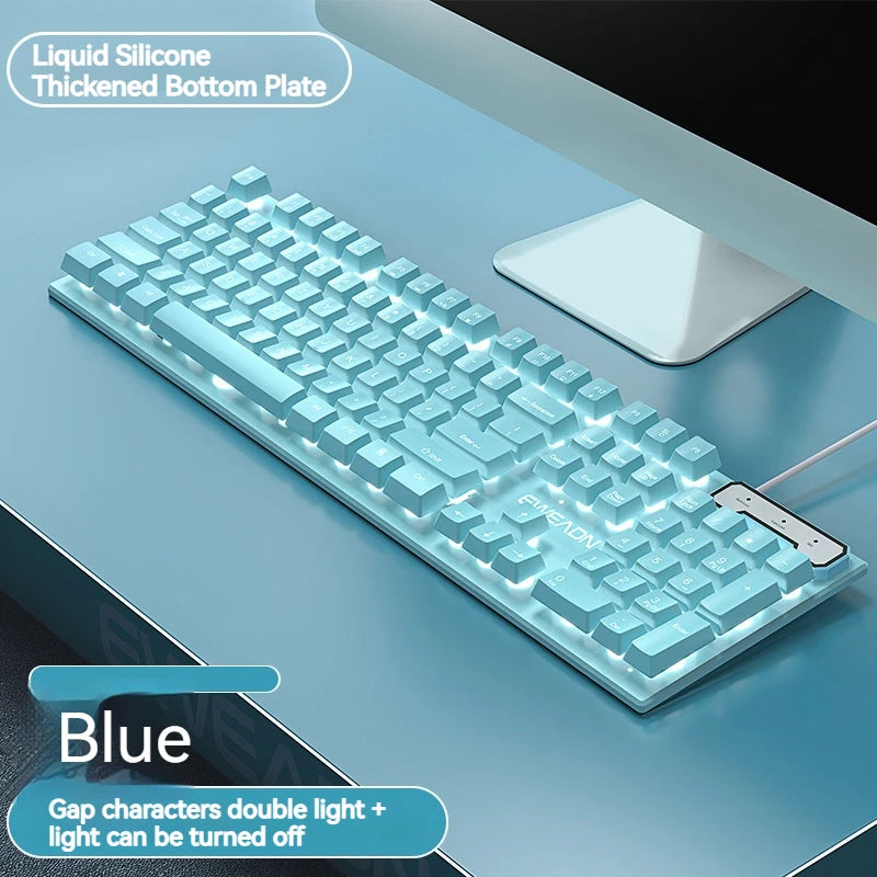 EWEADN GX320Z Pink Wired Office Keyboard -Silent, Ergonomic,LED Backlighting, High-Precision for Gaming, Office, Laptop/PC