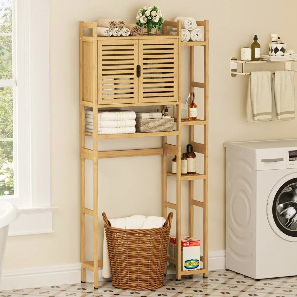 Bamboo Over The Toilet Bathroom Cabinet Storage Rack