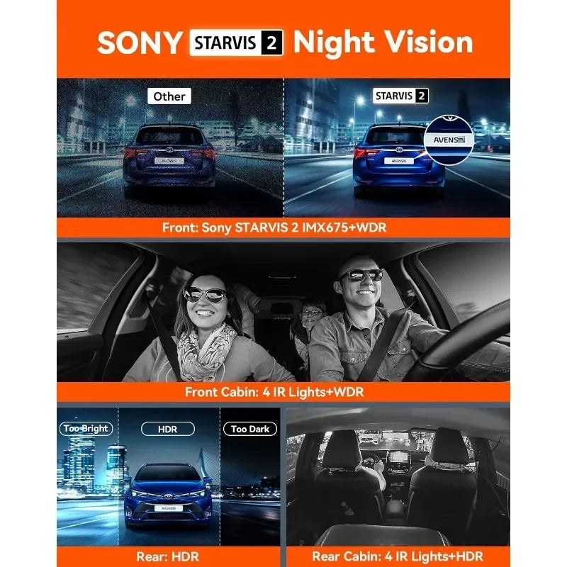 N5 4 Channel WiFi 360° All Sides Dash Cam,