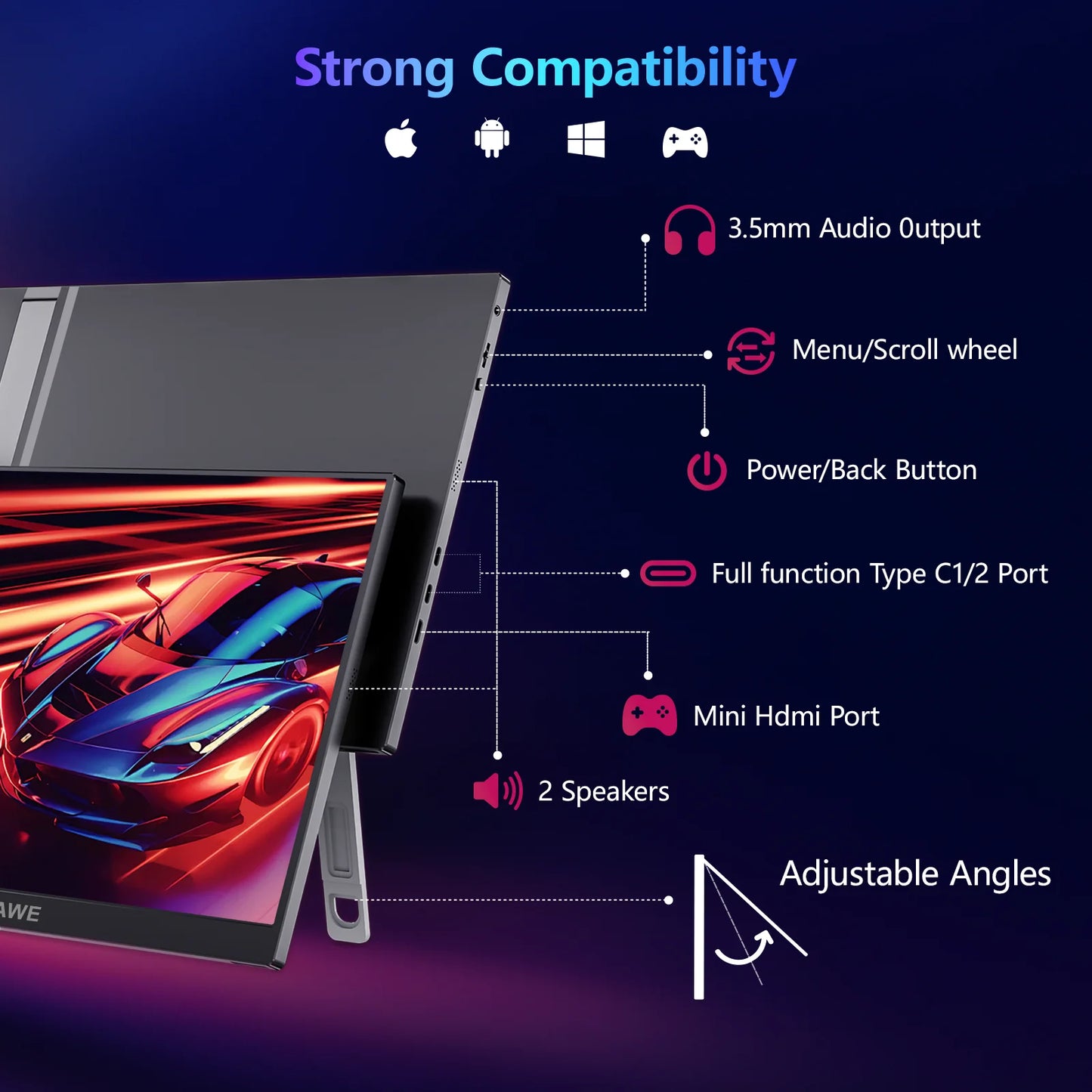 Christmas Gifts 16" 1200P 120Hz Portable Monitor, 1