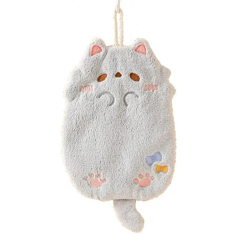 Cute Cartoon Tanuki Hanging Towel Coral Velvet Hair